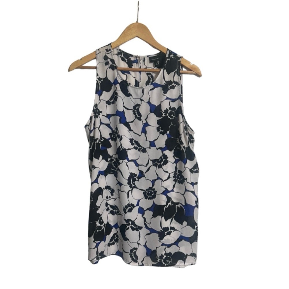 Who What Wear Floral Sleeveless Blouse - Black, Blue, White